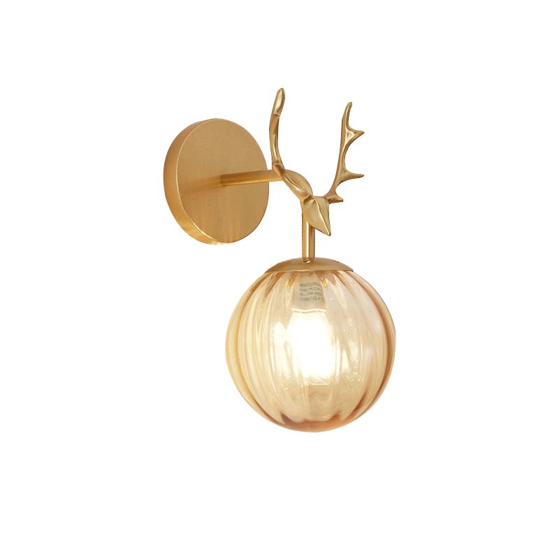 1-Light Ball Wall Lamps Modern Style Glass Wall Mounted Lights