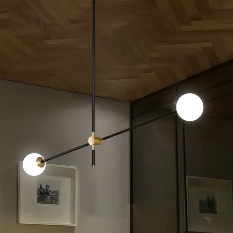 Lámpara de lámpara de suspensión industrial negro globo de vidrio múltiples luces colgantes de techo colgante