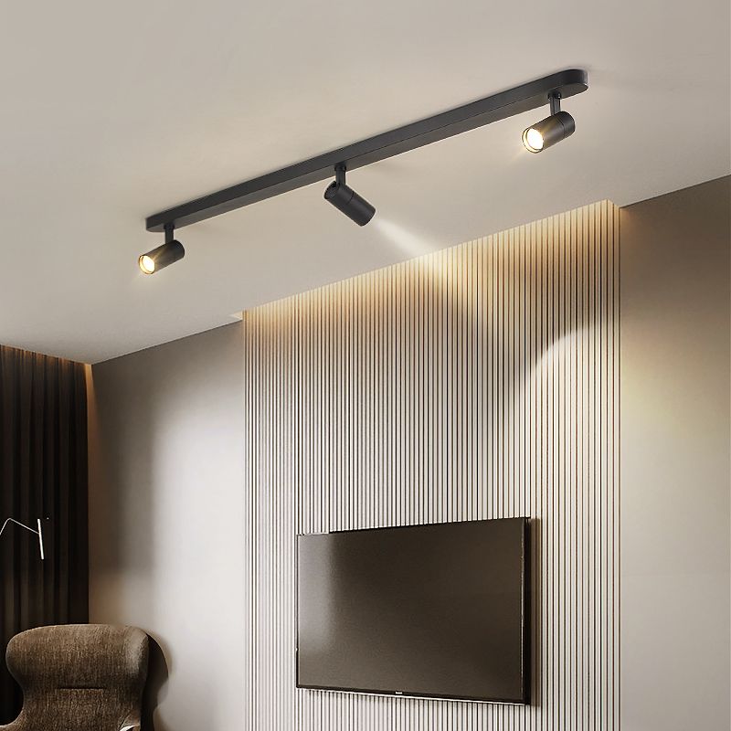 Minimalist Cylindrical Metal Track Spotlights Flush Ceiling Track Lighting for Foyer and Bedroom