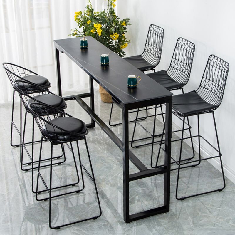 Contemporary Bar Dining Table Indoor Rectangle Bar Table with Iron Base