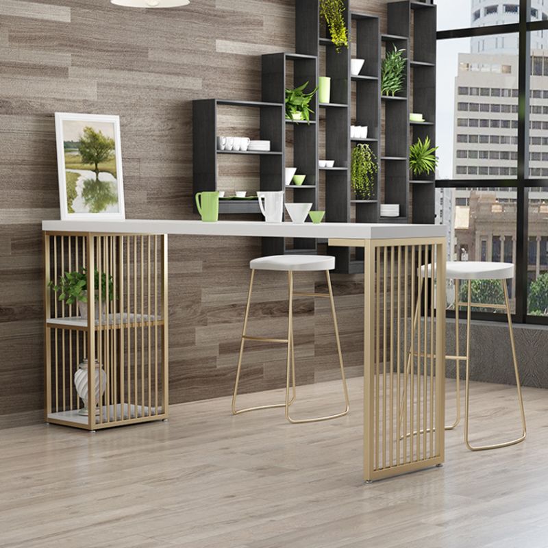 Indoor Glam Bar Dining Table Rectangle Bar Stool Table with Storage