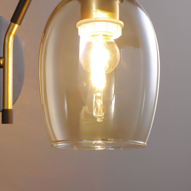 Black and Gold Dome Wall Lamp in Modern Creative Style Lacquered Iron Wall Light with Glass Shade