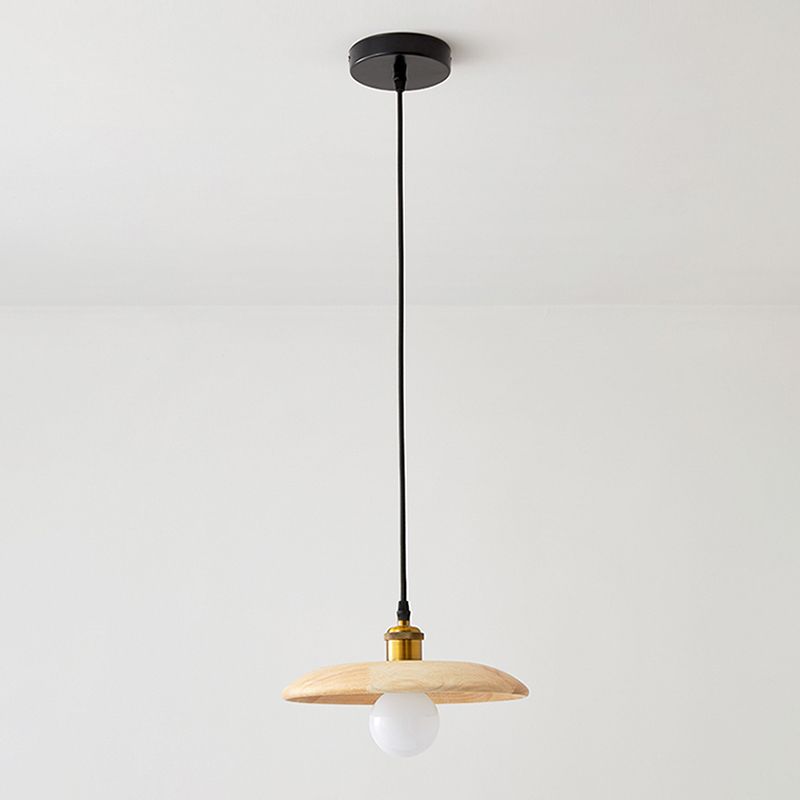 Wooden Circle Suspension Pendant Light Contemporary Style Wood Pendant Ceiling Light