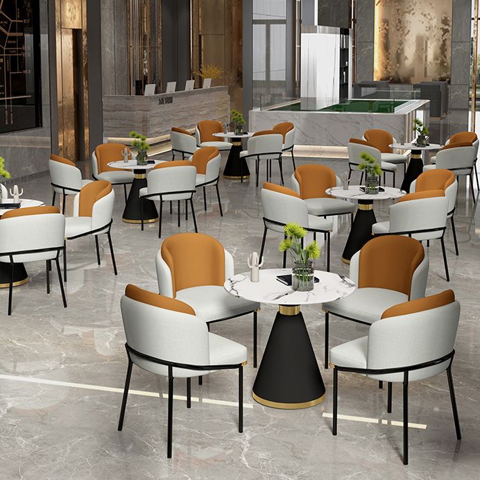 Glam Round Dinette Set 1/2/4/5 Pieces Black Dining Table Set with White Sintered Stone Top