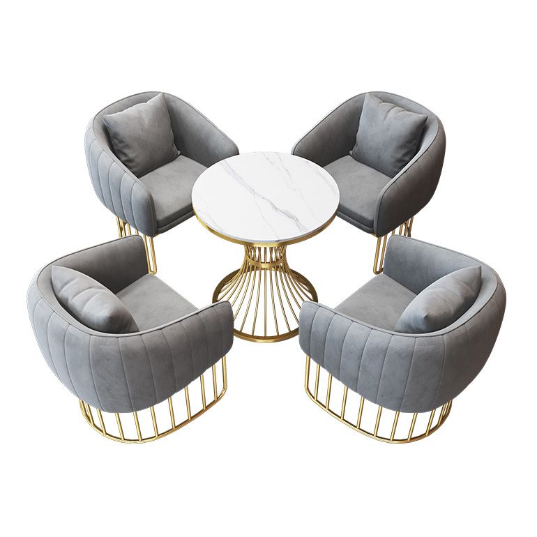 Sintered Stone Scandinavian Dining¬†Room¬†Table¬†Set with Round Table and Metal Base Dinette Set