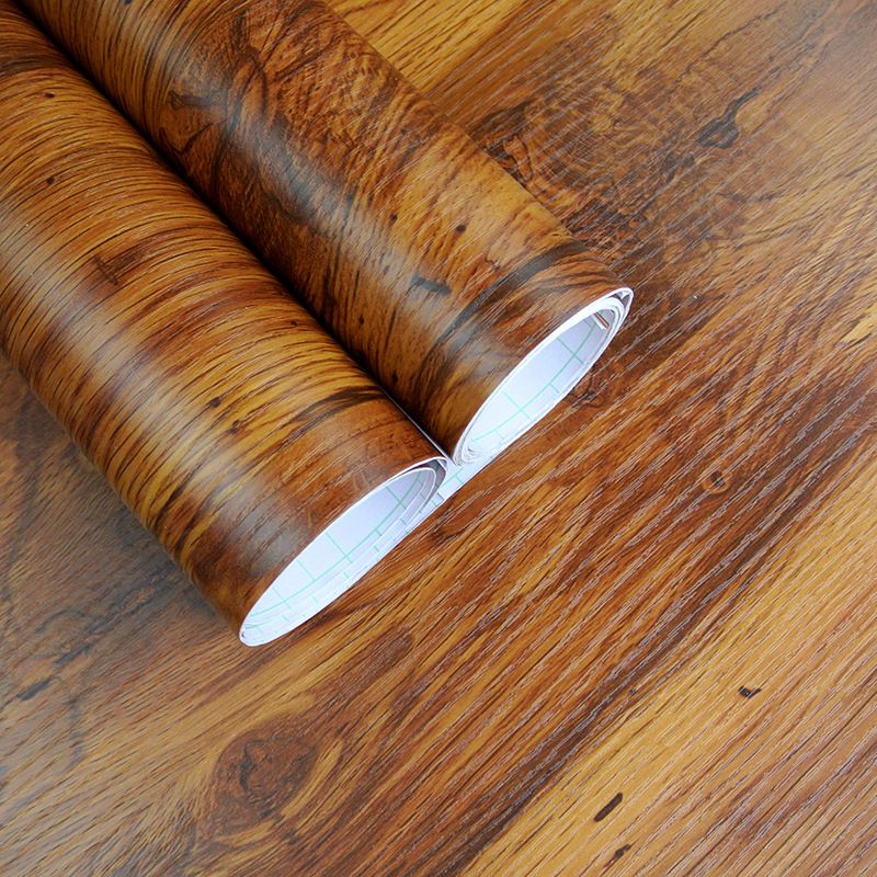 Faux Wood Wallpaper Roll Peel and Paste Industrial Living Room Wall Decor, 6.5 sq-ft