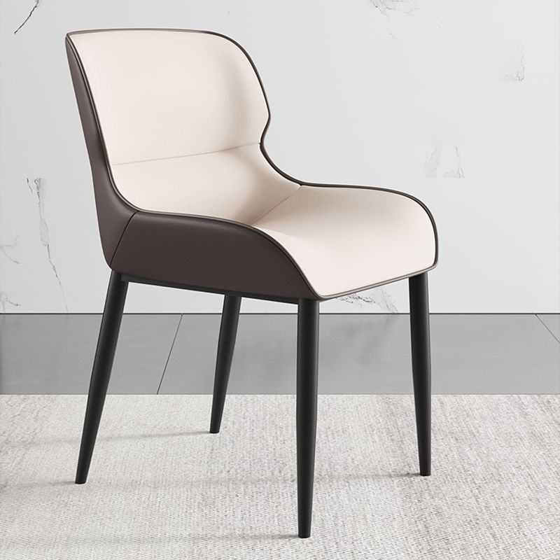 Arm Wingback Parsons Chair Industrial Style Faux Leather Dining Chairs