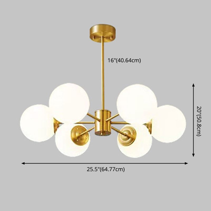 Post-Modern Metal Hanging Chandelier Light Glass Shade Ceiling Chandelier in Gold for Living Room