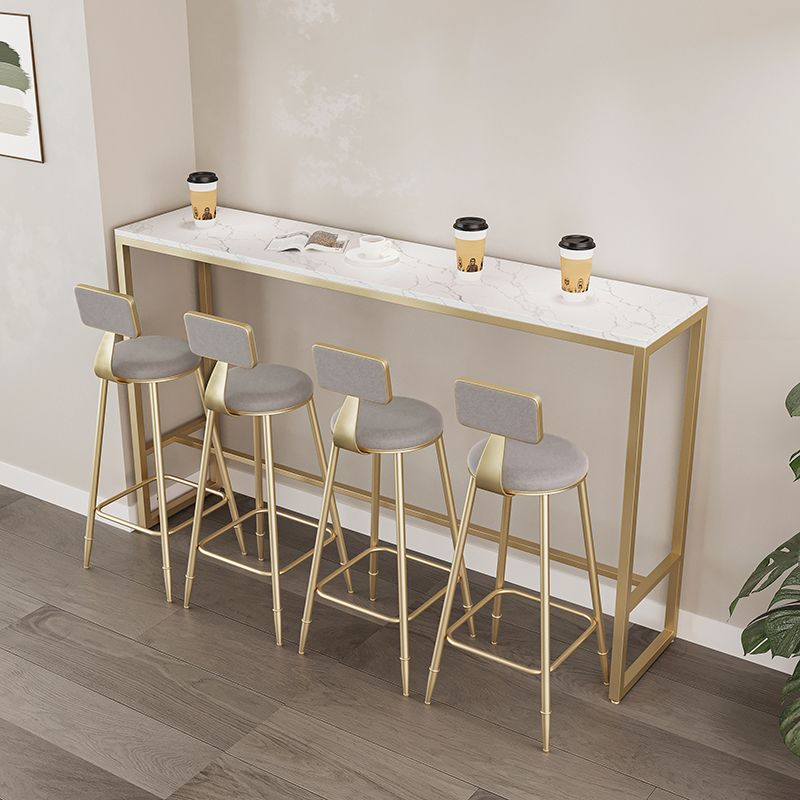 Glam Rectangle Bar Table Set 1/3/4/5 Pcs Iron Frame Bar Table and Upholstered Stools