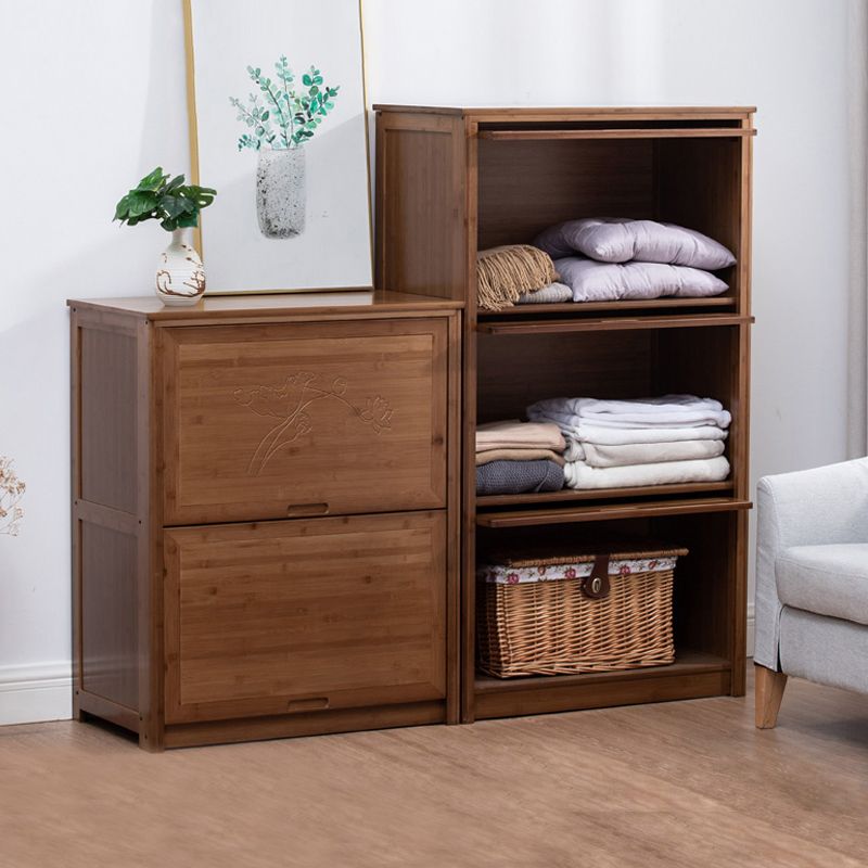 Mid Century Modern  Rectangle Cabinet Brown Accent Cabinet with Doors in Solid Wood