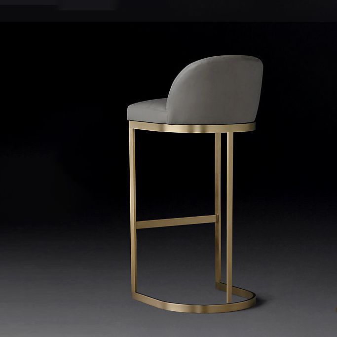 Industrial Low Back Stool PU Leather Counter Stool with Metal Legs