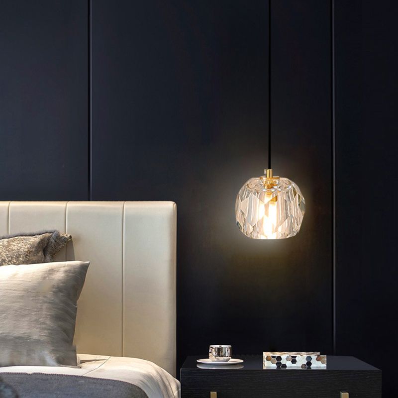 1-Light Crystal Ball Mini Pendant Light 4.3 Inch Wide Modern Simplicity Style Hanging Light with 78.7" Adjustable Suspension Wire