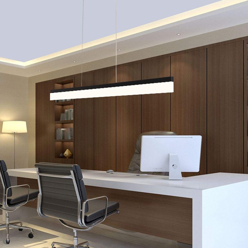 Idea de iluminación de isla lineal moderna Luces colgantes de aluminio con sombra acrílica