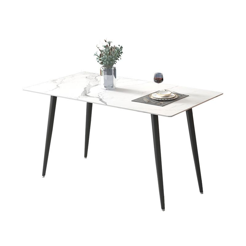 White Dining Table Set with Solid Back Chairs 1/4/5/7 Pcs Modern Dinette Set