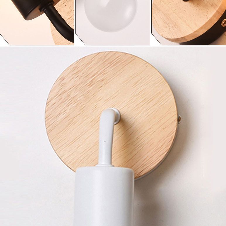 Modern Round Wall Sconce Lights Wood Wall Sconce Lighting for Bedroom