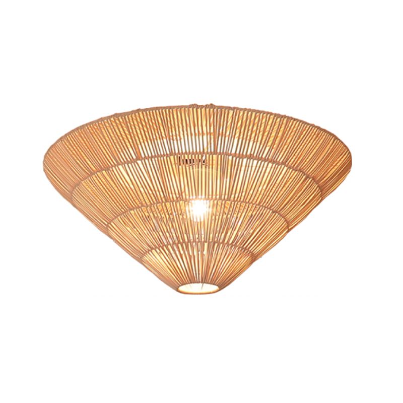 Bamboo Cone Ceiling Mounted Fixture Asia Aisle Ceiling Light in White