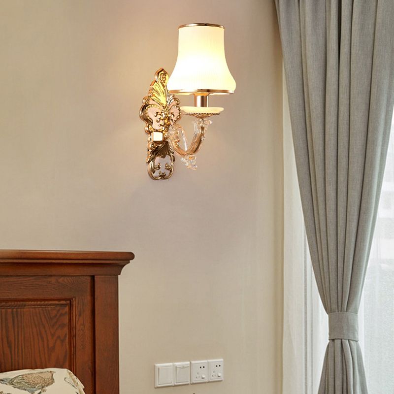 Modernist Wall Sconce Glass Wall Light Fixture in Gold for Living Room