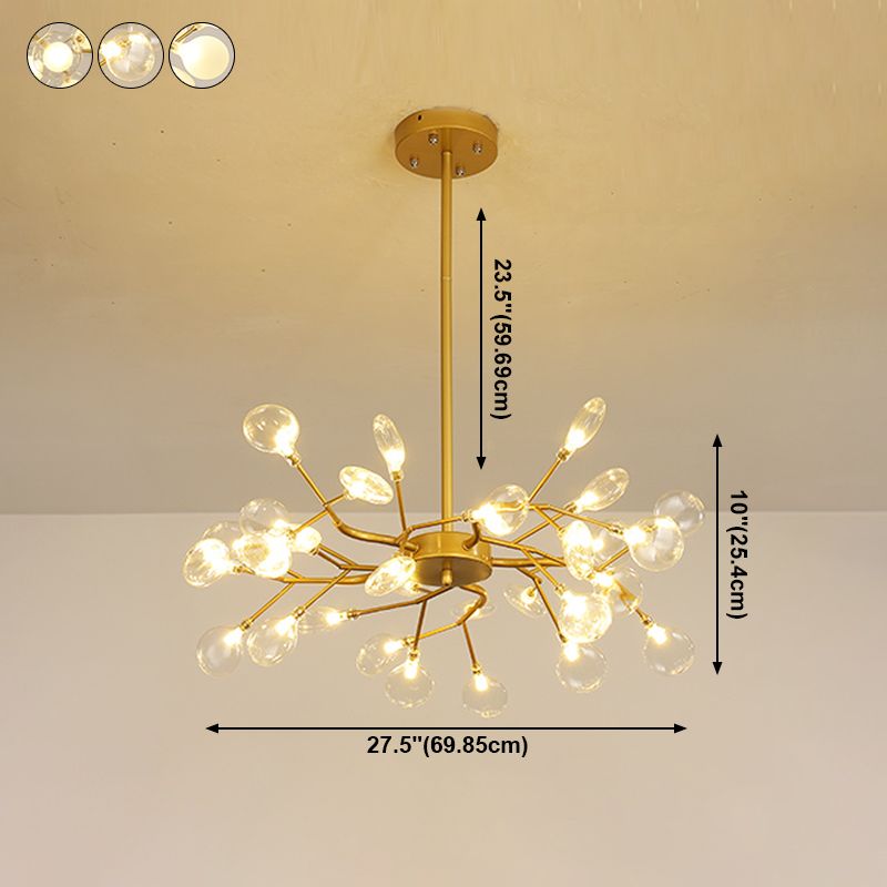 Stylish Firefly Pendant Light Fixture Minimalist Metal Bedroom Chandelier in Gold