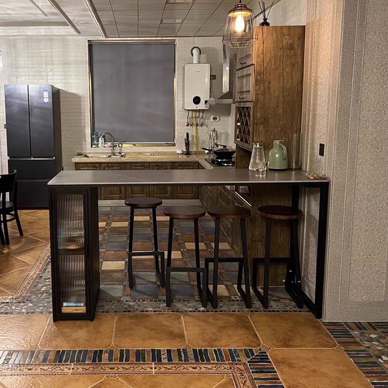 Rectangle Bar Table Grey Dining Table for Kitchen Living Room