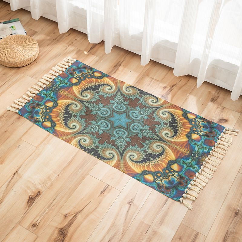 Levendige planten gebreide vloerkleed multi -gekleurde modern tapijt synthetisch huisdiervriendelijk tapijt voor logeerkamer