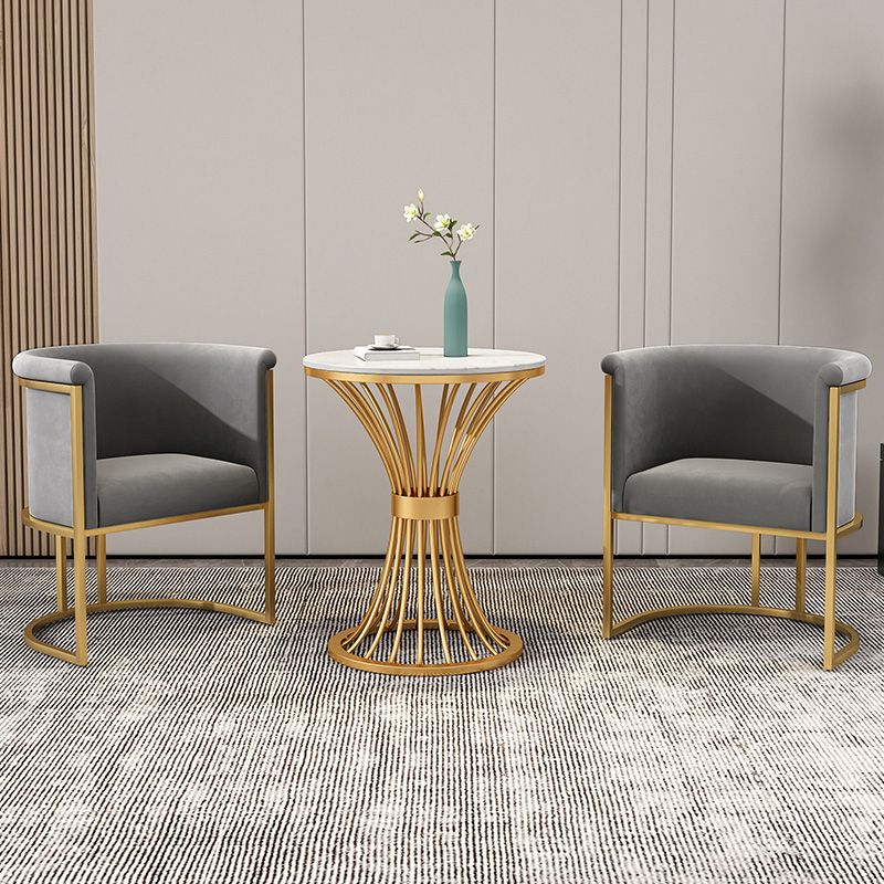 Parsons Arm Chair Velvet Gold Base Dining Chair for Dining Room