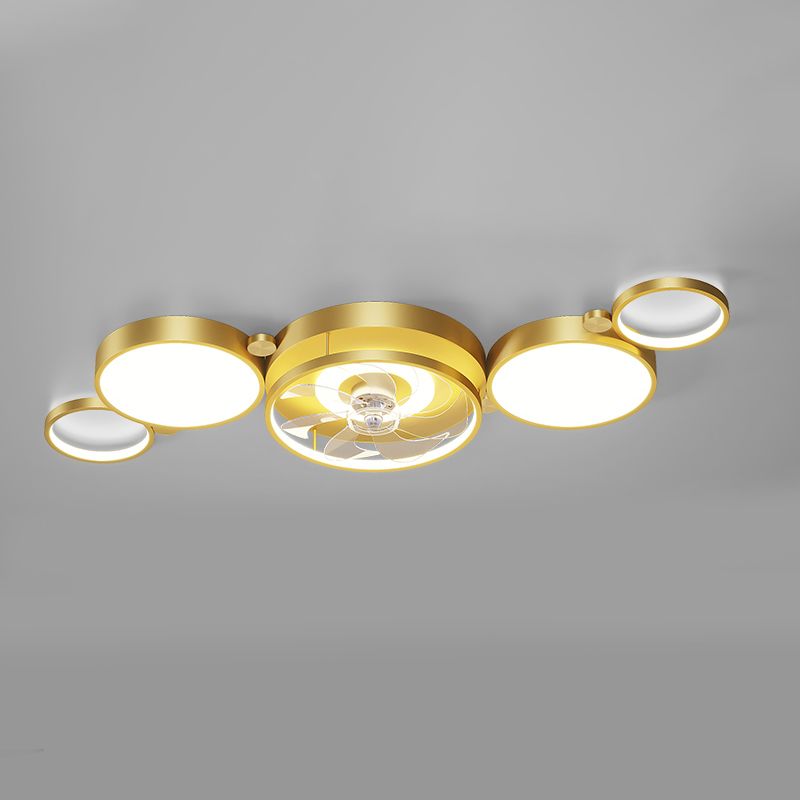 Modern Gold LED Fan Light Metal Multi Light Flush Mount Light for Living Room