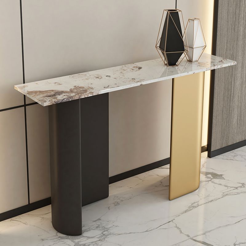Glam Console Table Stone Rectangle Accent Table , 13.78-inch Wide