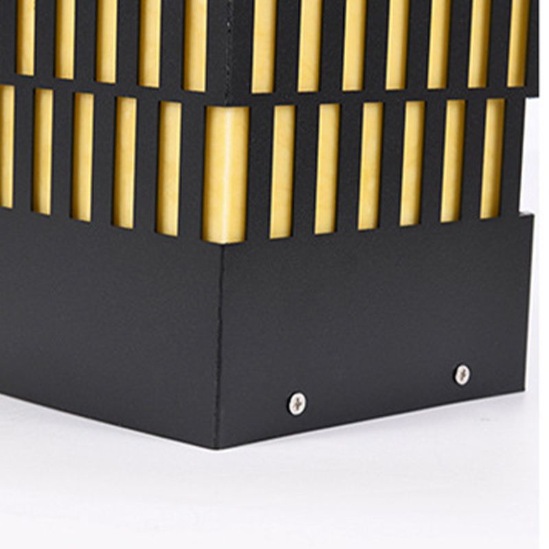 Rectangle Pillar Lamp Contemporary Metal Outdoor Waterproof Light in Black
