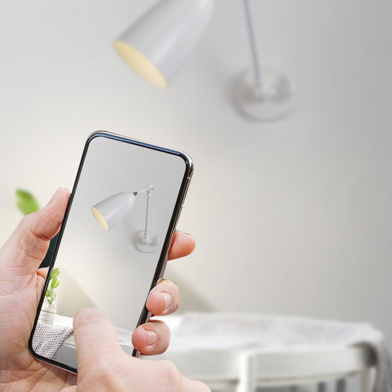 Metal Geometric Shade Wall Lighting Modern Style 1-Light Swing Arm Sconce Lamp