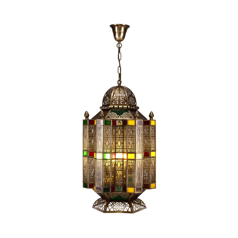 4 Bulbs Lantern Hanging Chandelier Arab Brass Metal Suspension Pendant Light for Restaurant