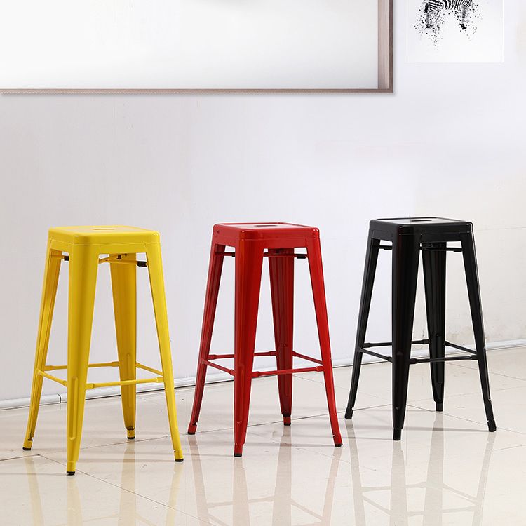 Modern Armless Backless Counter Stool Iron Cashier Bar Stool with Seat and Pedal