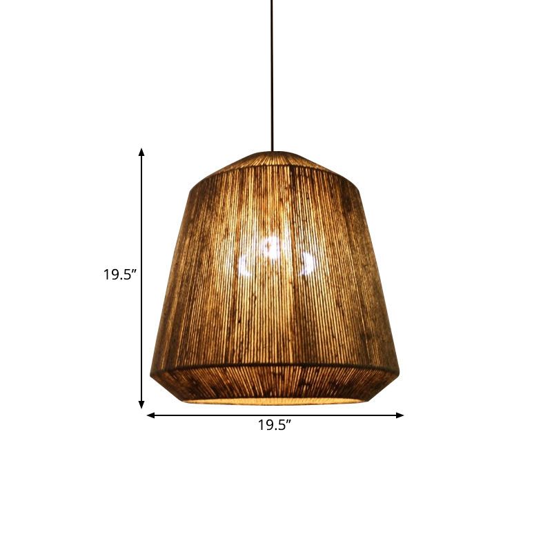 Corde Conical Hanging Chandelier Farmhouse 3-Bulb Plafond Pendant Light in Flaxen for Tearoom