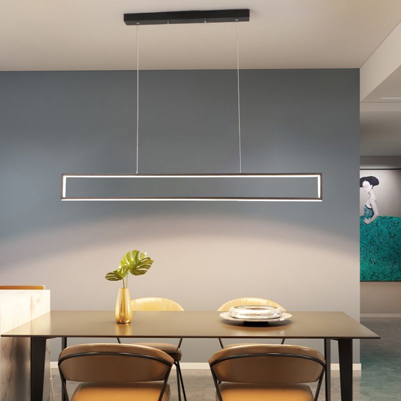 Rectangle Shape Island Pendant Contemporary Style Metal 1 Light Pendant Lighting Fixture