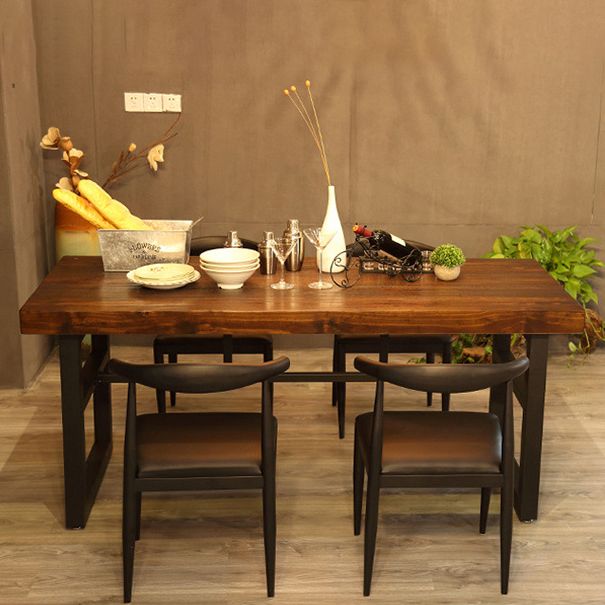 Wood Top Dining Table Industrial Rectangle Table with Sled Base