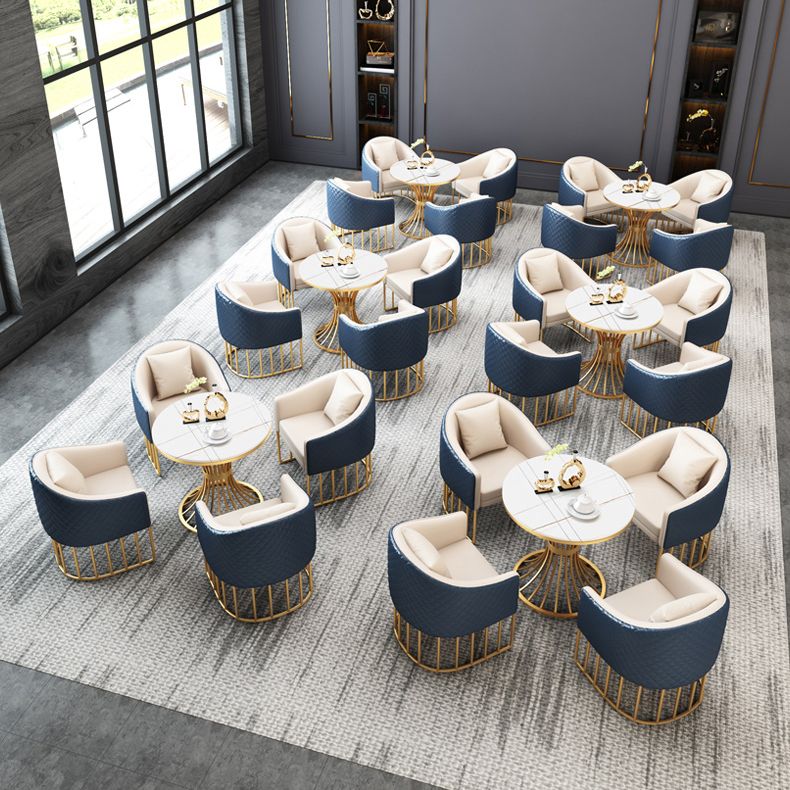 Traditional Luxury Round Dining Table Matte Finish Stone Top Dinette Table for Home