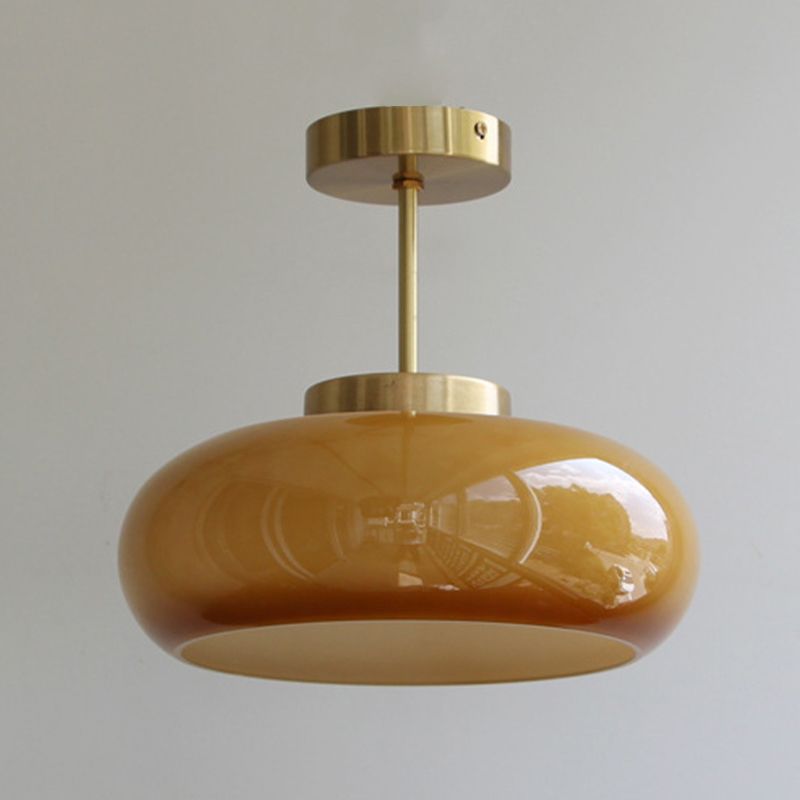 Modern Ceiling Light Orange Ceiling Mount Light with Glass Shade for Bedroom