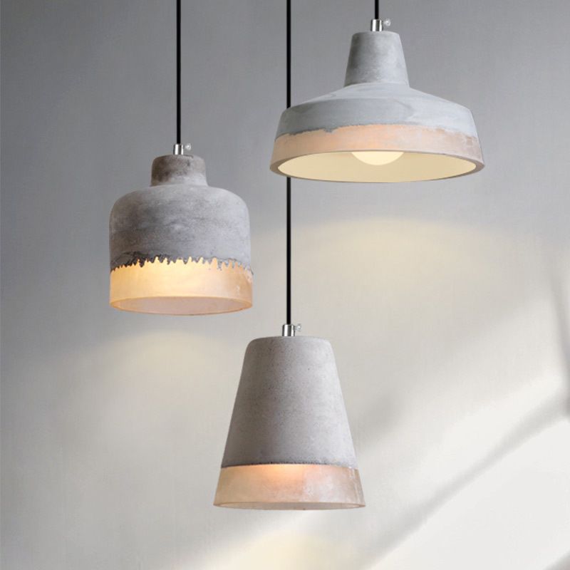 1-leichte graue Schatten-Anhängerlampe moderne minimalistische Zementlampe für Wohnzimmer