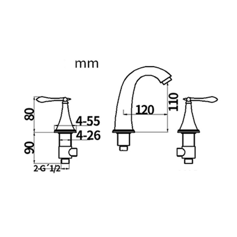 Traditional Style Roman Tub Faucet Copper Deck-Mount Roman Tub Faucet