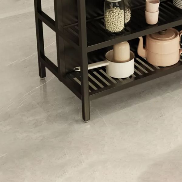 Stationary Industrial Kitchen Island Solid Wood Kitchen Island Table with Shelves