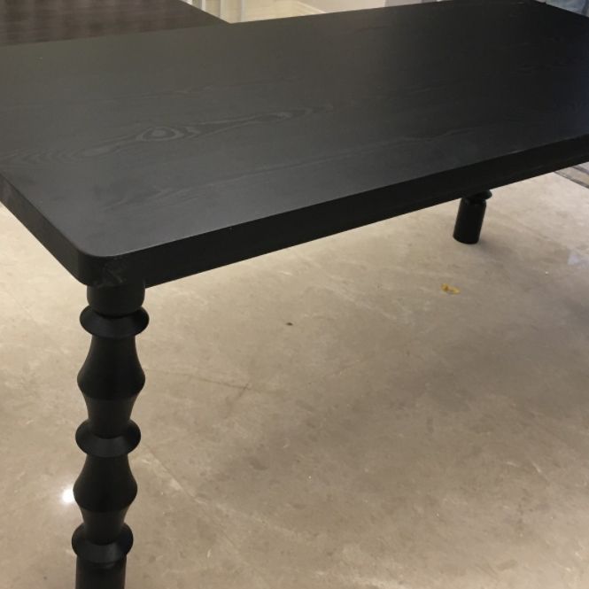 Rectangle Casual Dining Table Solid Wood Fixed Table with 4 Legs