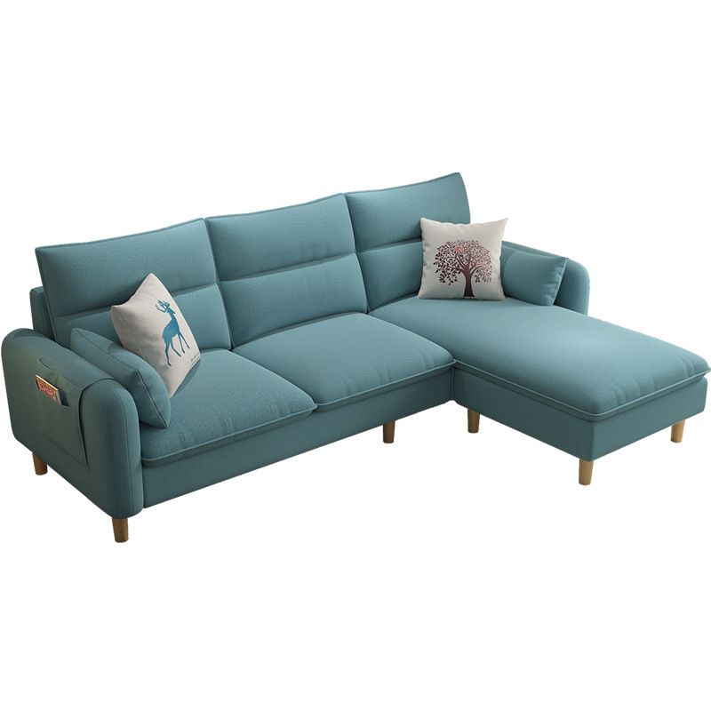 Scandinavian 30.7 " H Linen Square Arm Sofa & Chaise for Apartment