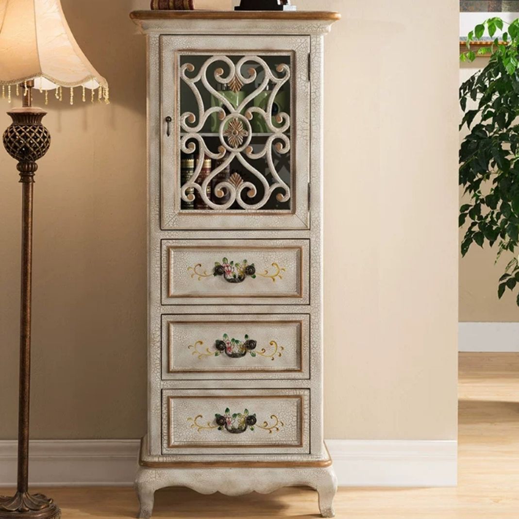 1- Door Wooden Cabinet, Rectangle Accent Cabinet with Drawers