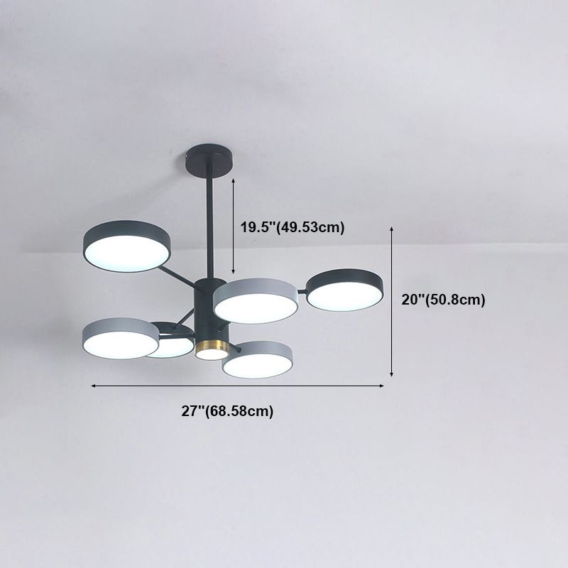 Round Shape Chandelier Modern Macaroon Iron Down Lighting Pendant for Living Room