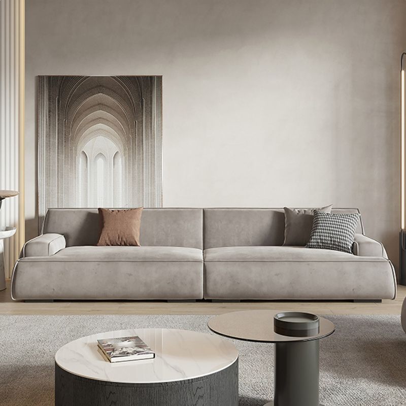 Graues zeitgenössisches Leder Match Kissen Top Arm Standard Sofa für Wohnzimmer