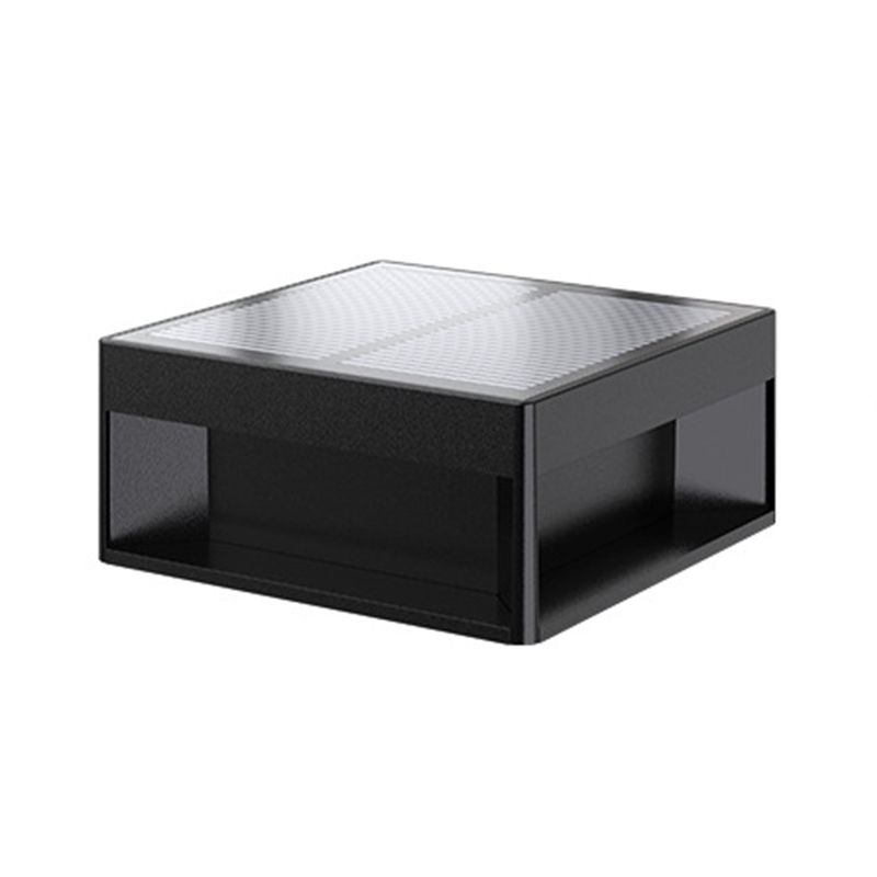 Rectangular Shape Metal Outdoor Lights Modern Style 1-Light Solar Pillar Lamp in Black