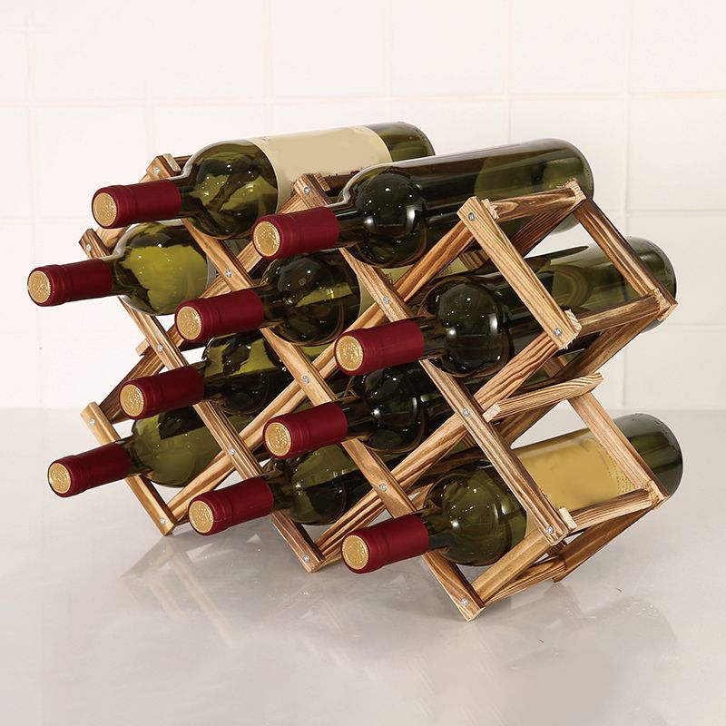 Countertop Bottle Holder Solid Wood Wine Bottle Rack for Living Room