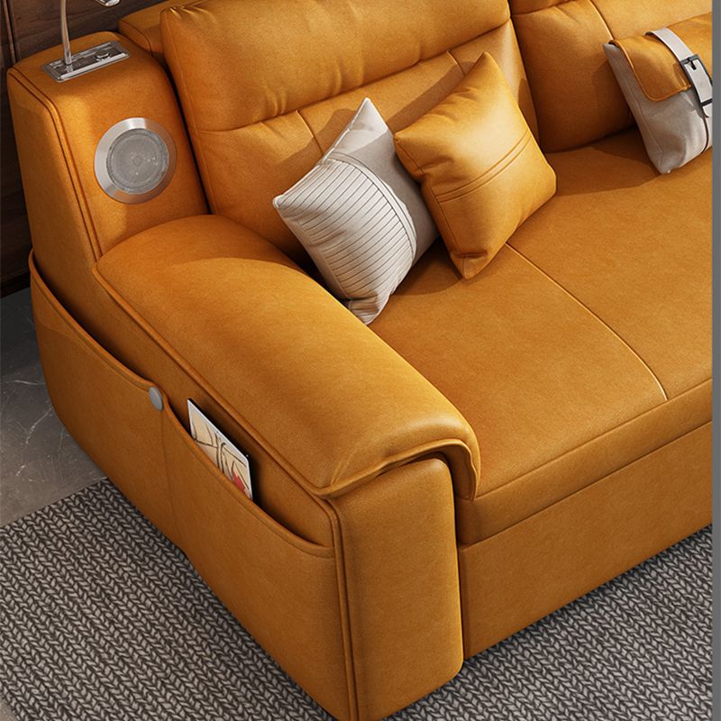 32" Wide Contemporary Futon Sofa Bed Orange Pillow Back Sleeper Sofa