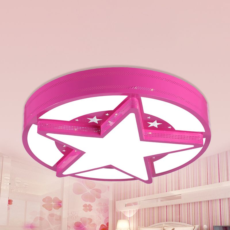 Contemporary Circle Flush Mount Light with Star Metal & Acrylic Ceiling Lamp for Bathroom