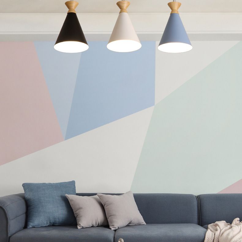 Woonkamer plafondmontage verlichtingsarmatuur modern beige dicht bij plafondverlichting met kegel metalen schaduw