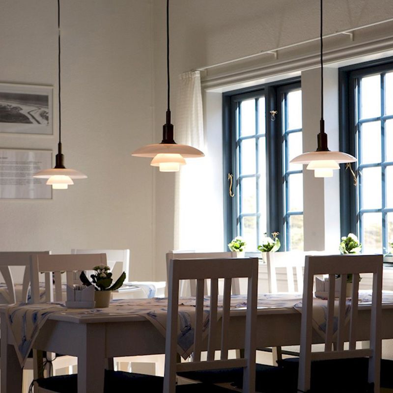 Forme en couches Éclairage suspendu en verre de style moderne 1 pendentif léger pour le salon